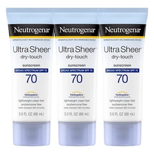 Neutrogena Ultra Sheer Dry-Touch SPF 70 Sunscreen Lotion 3oz - LOT of 3 - Picture 1 of 2