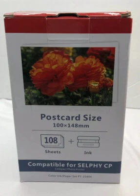 Tarjeta Postal Tamaño 100 X148, 108 Compatible para Selphi CP Color Ink SetPT-108IN Foto 1 de 4