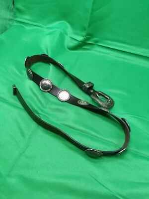 Cinturón concho tono plata 11 medallones cuero marrón 38" longitud total Foto 1 de 4