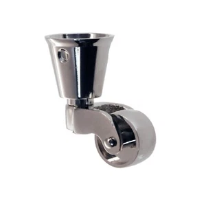 1" Cast Brass Cup Caster with Polished Nickel Finish Antique Vintage Caster - Picture 1 of 1