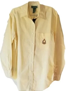 Lauren Ralph Lauren Bluse gelb klassisch Knopfleiste Wappen Krone Logo Größe 6 - Bild 1 von 8