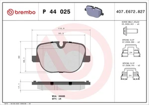 JUEGO PASTILLAS FRENO BREMBO P 44 025, FRENO DISCO EJE TRASERO PARA LAND ROVER - Imagen 1 de 4