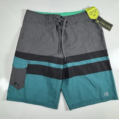 Pantalones Cortos Ocean Current Elastizados Gris Teal Negro Talla 32 Nuevos con Etiquetas Foto 1 de 4