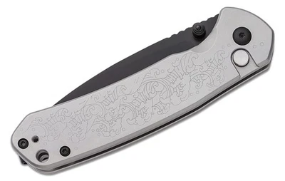 CJRB Pyrite 3.11" AR-RPM9 Black Drop Point Blade, SS "Wave" Engraved Scale - Image 1 of 4