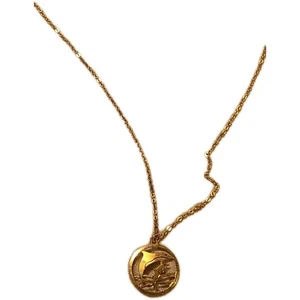 Vintage Gold Tone Chain With Dolphin Pendant 18" - Picture 1 of 2