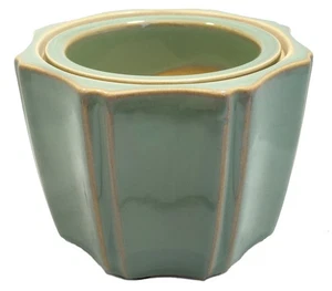 Achteck selbstbewässernder glasierter Keramiktopf - Jade - 5,25" x 4,25" - Bild 1 von 1