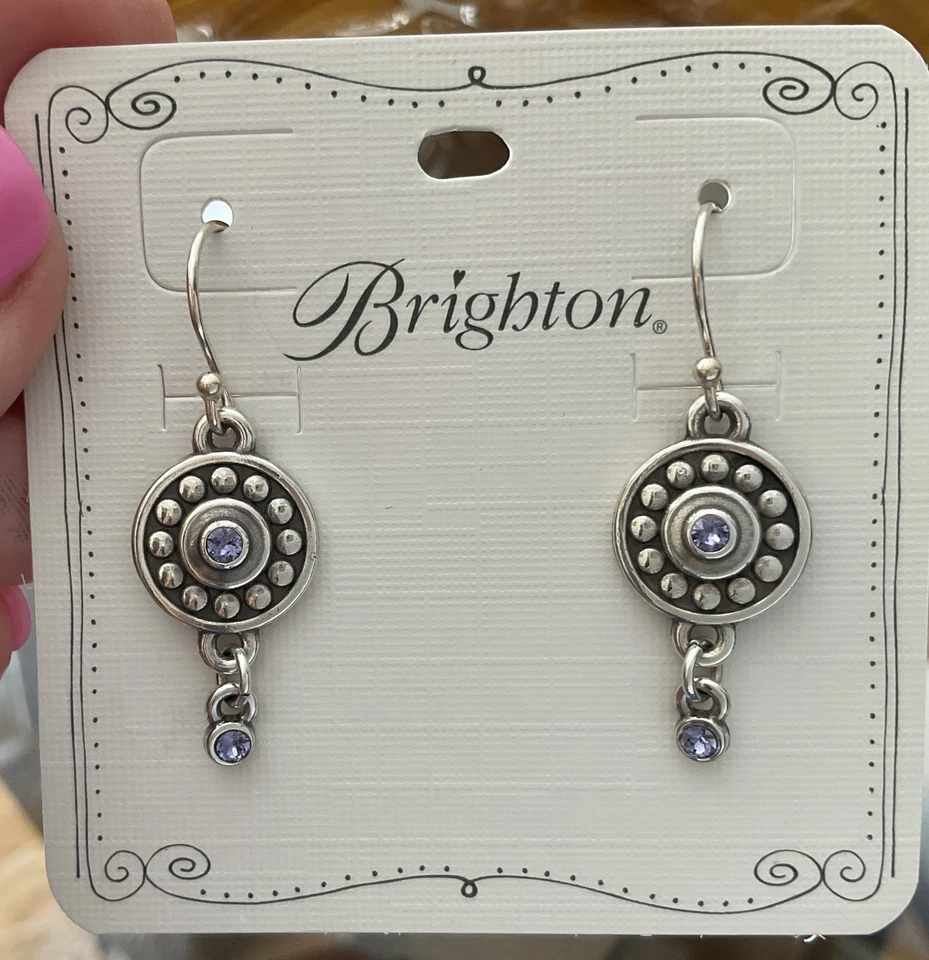 Brighton Pebble Dot Medali Earrings-round-purple tanzanite crystals- French wire