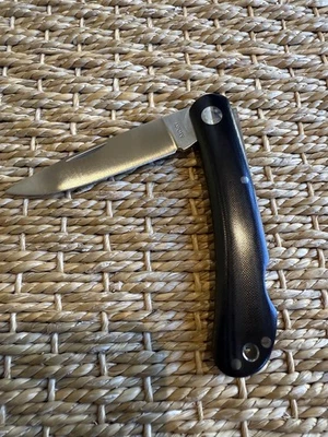 Moki Blakiston's Fish Owl Black Linen Micarta Lock Back Folder MK-110M - Image 1 of 4