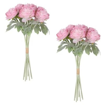 "2 ramos de flores artificiales de peonías rosas 12,99"" ranuncio artificial realista... Foto 1 de 4