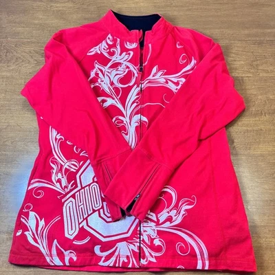 Chaqueta para mujer Emerson Street Ohio State Buckeyes roja floral con cremallera X grande Foto 1 de 4