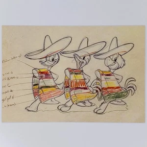 The Three Caballeros Postcard Donald Duck Jose Carioca Panchito Disney Kimball - Picture 1 of 2
