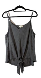 Women's Umgee 1XL Dark Gray Waffle Knit Tie Bottom Camesole Halter Top - Picture 1 of 4
