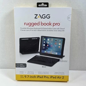 iPad Pro 9.7" Keyboard Case stand Black Zagg Rugged Book Pro Wireless - Picture 1 of 20