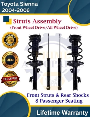 Puntales delanteros y amortiguadores traseros para Toyota Sienna 2004-2006 2x2/4x4 garantía de por vida Foto 1 de 4
