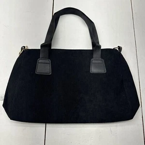 Black Corduroy Shoulder Purse W/ Crossbody Strap Medium Size NEW - Picture 1 of 5