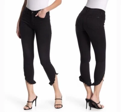 Joe's Trina The Icon Mid Rise Skinny Ankle Ruffled Hem Black Jeans Sise 26 $178 - Image 1 of 4