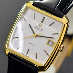 VINTAGE OMEGA DEVILLE AUTOMATIC WINDING GOLD PLATED DRESS MEN'S WATCH RARE ITEMS - Picture 1 of 14