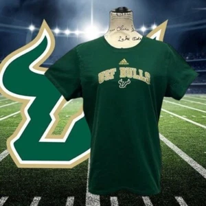 T-shirt Adidas University of South Florida Bulls verde oro glitter grafica XL - Foto 1 di 11