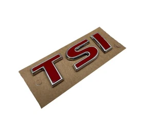 OEM VW TSI Schriftzug Rot Chrom Logo Emblem original selbstklebend Heckklappe - Bild 1 von 9
