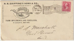 1896 New York NY flag 6 Illust advt Criffing's Sons & Co Farm Implements (d149) - Picture 1 of 2