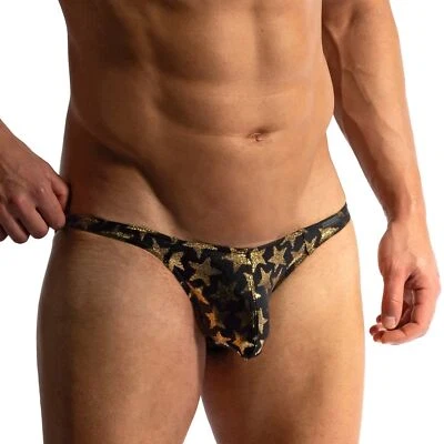 Cueca masculina Manstore M2421 cintura baixa biquíni micro realce bolsa estrelas - Imagem 1 de 2
