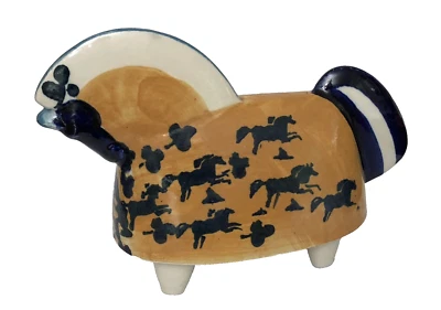 Escultura de caballo de cerámica Designhuset Suecia de los años 70 firmada por Timo Sarvimaki rara Foto 1 de 4