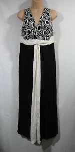 Principles by Ben de Lisi Maxi Dress UK Size 16 Petite Black Cream Geometric VGC - Picture 1 of 7