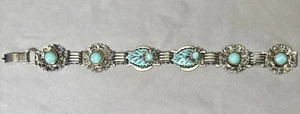 Bracciale Vintage Senza Marca 8" Stile Sud Occidentale Colore Turchese Accento - Foto 1 di 8