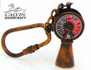 ANTIQUE NAUTICAL VINTAGE KEY CHAIN BRASS SOLID BRASS TELEGRAPH KEYRING - Picture 1 of 4