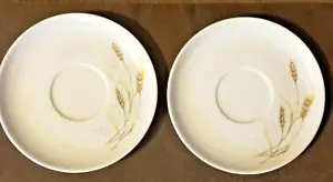 Vintage MCM Melmac Melamine Plastic Whispering Wheat 6.5" Saucers Set of 2 - Picture 1 of 2