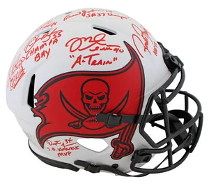 Bucs SB 37 Lynch, Sapp, Brooks +4 Signed Lunar F/S Speed Proline Helmet BAS Wit - Picture 1 of 5