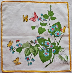 "PAÑUELO DE COLECCIÓN AUTÉNTICO ARTE FLORAL MARIPOSA ALGODÓN 11" - Imagen 1 de 3