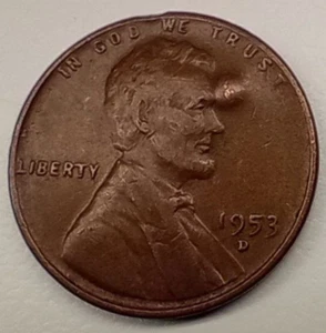 Lincoln Wheat Penny 1953 D Error Rockwall Pressure Test Mark - Picture 1 of 2