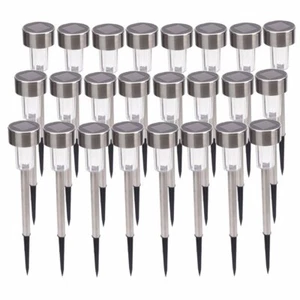 24pcs Solar Pathway Lights Outdoor Stainless Steel Waterproof Garden Yard Lights - Picture 1 of 8