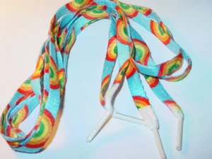 RAINBOW MULTICOLOR AÑOS 80 CORDONES ZAPATOS DE COLECCIÓN 40 PULGADAS NUEVO STOCK ANTIGUO 1 PAR - Imagen 1 de 2