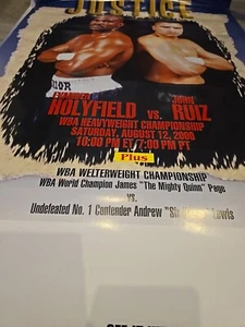 Póster JUSTICIA 12 DE AGOSTO 2000 Holyfield PARÍS LAS VEGAS peso pesado AMB JOHN RUIZ - Imagen 1 de 5