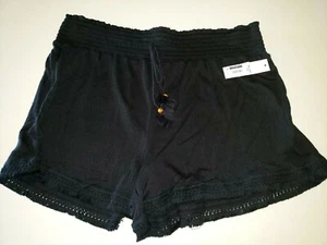 Junior NEU neu mit Etikett schwarze Sommer-SHORTS Größe XXL 2X 19 elastischer Bund VORNE BINDEN PERLEN - Bild 1 von 1