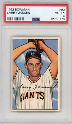 1952 Bowman Larry Jansen #90 - PSA 4 VG-EX - Just Graded! - Image 1 of 2