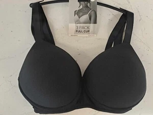PACK DE 3 SUJETADORES MUJER M&S COPA COMPLETA ACOLCHADOS, SIN AROS NEGRO NUEVO (ref R) OFERTA - Imagen 1 de 2
