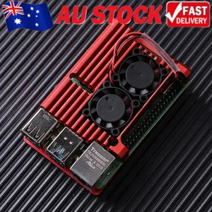 Aluminum Alloy Case with Dual Cooling Fan for Raspberry Pi 4 Model B (Red) - Afbeelding 1 van 11