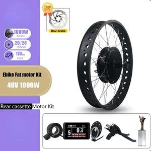 Snow Fat Electric Bike Rear Cassette Wheel Hub Motor Conversion Kit 48V 1000W - Picture 1 of 23