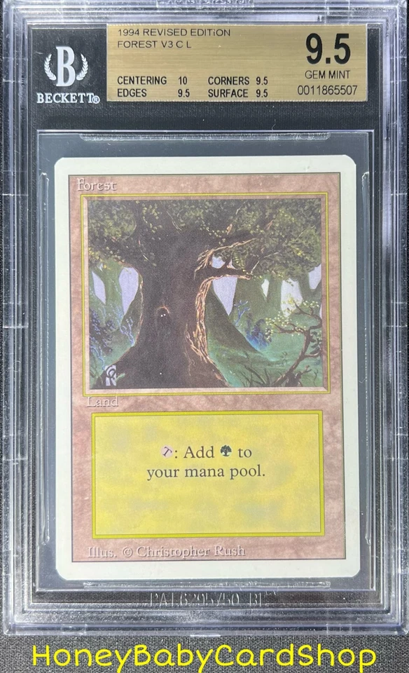 MTG 3rd Edition Revised 1994 Forest (C) BGS 9.5Q+ (TRUE QUAD+) GEM MINT 93/94 - Image 1 of 4