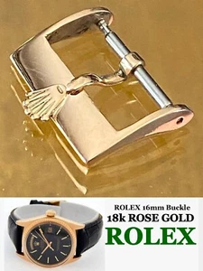 Used vintage Rolex 18k Rose Gold 16mm Logo Buckle ROLEXSA .750 SWISS 1975 - Picture 1 of 11