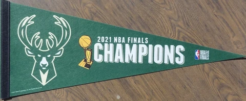 2021 NBA Champions Milwaukee Bucks Team Pennant Cover