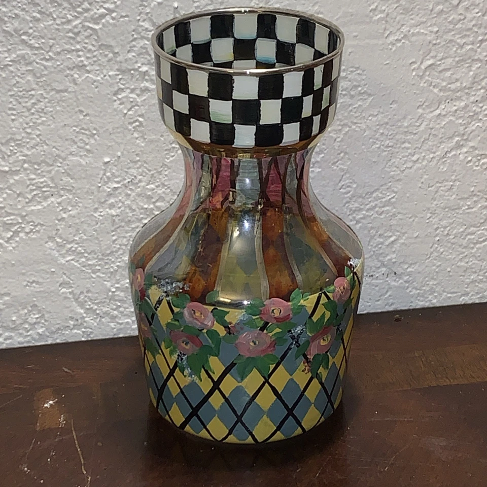 Vintage Mackenzie Childs Circus Carafe Decanter Vase 6" Tall - Image 1 of 4