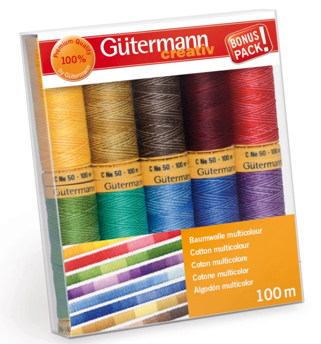 Gutermann Variegated Natural Cotton Thread - 100m x 10 reels - Image 1 of 1