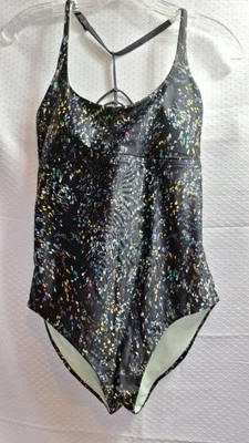 PRANA KAYANA One-Piece Swimming Suit Sz S Black Geo Slimming Web Back Beach Sexy - Image 1 of 4