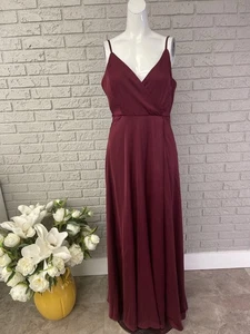 Maxi Vestido Lulu’s Mujer Borgoña Imitación Envolvente Sin Mangas Talla L Nuevo con Etiquetas - Imagen 1 de 9