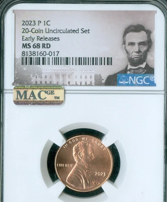 2023  LINCOLN CENT NGC MS68 RD PQ 2ND FINEST MAC SPOTLESS  * - Image 1 of 2