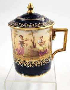 Tazza Di Cioccolato Royal Vienna Con Scene Allegoriche Del Bosco, c.1880 - Picture 1 of 12